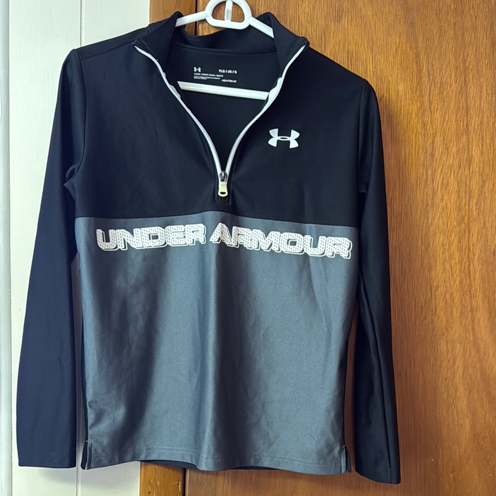 Under Armour Black and Gray Quarter-Zip Pullover